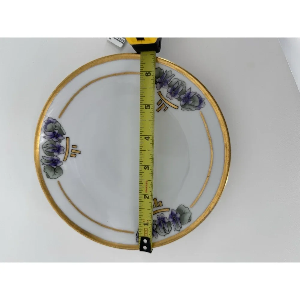 Vintage Thomas Bavaria Hand Painted Violets Plate Gold Trim Artist‎ Signed